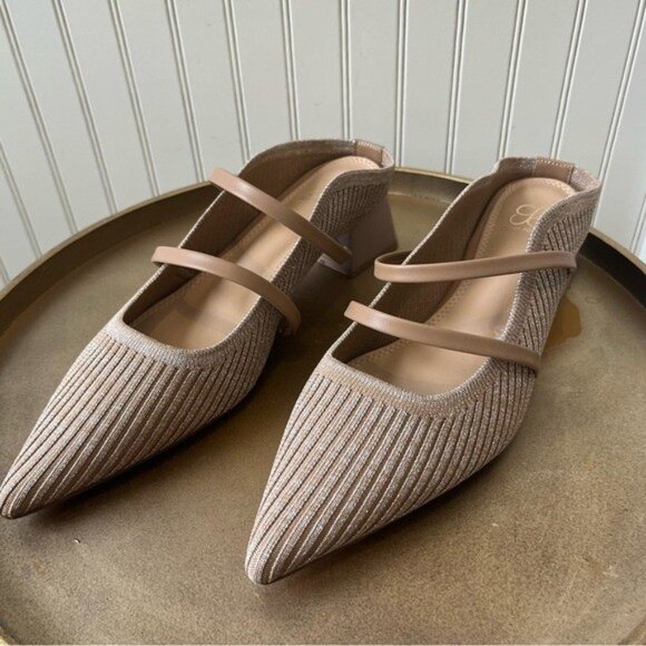 Cosy Island SOFT WAVE CUT-OUT BLOCK HEEL MULES IN APRICOT - Picture 1 of 9